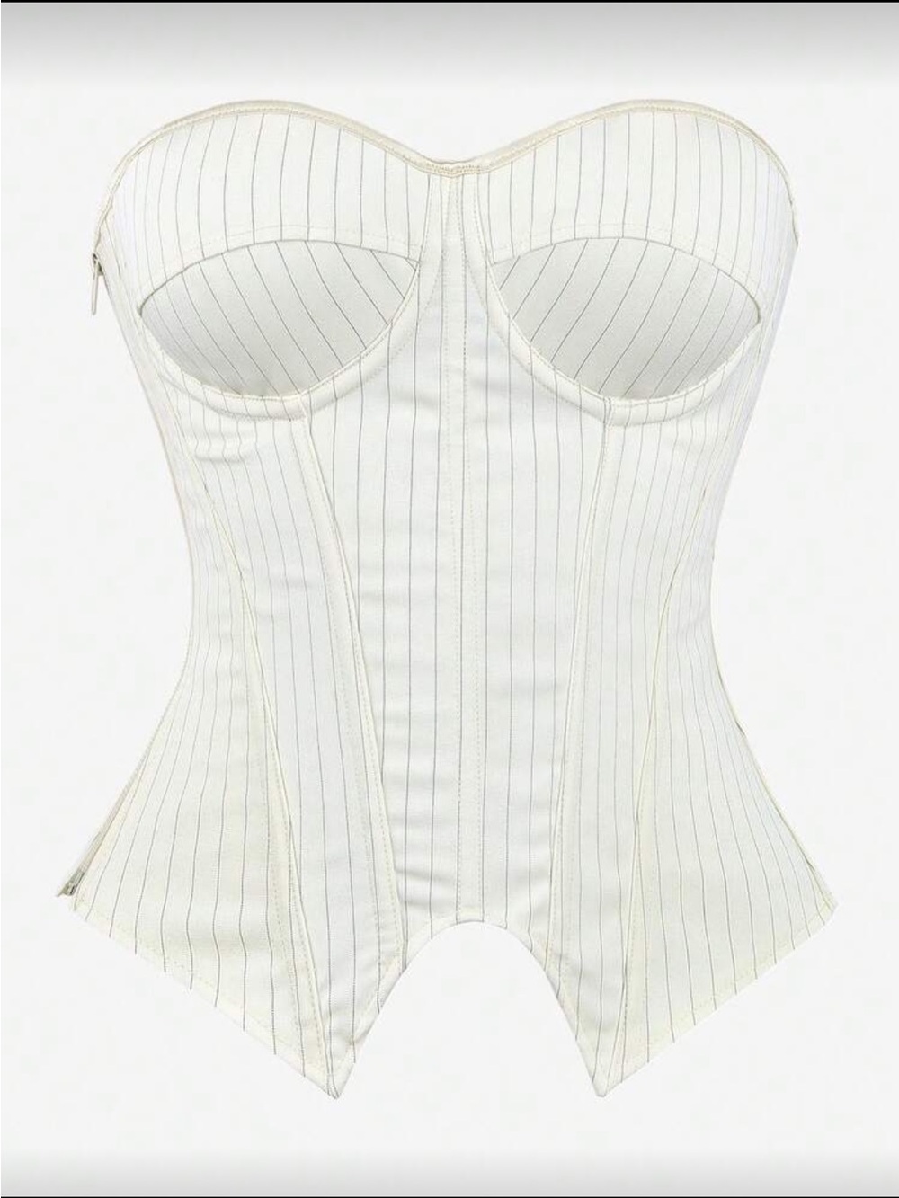 SHEIN White Pinstripe Strapless Corset Top